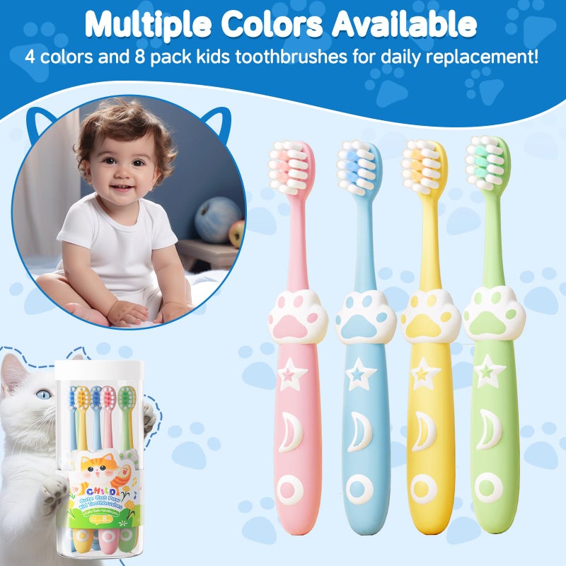 RoseFish 8 Pack Kids Toothbrushes Extra Soft Toddler Toothbrush 2-8 Years Children Manual Toothbrushes for Clean Teeth Cute Kid Toothbrushes Make Your Toddler Love Brushing Teeth - Image 5