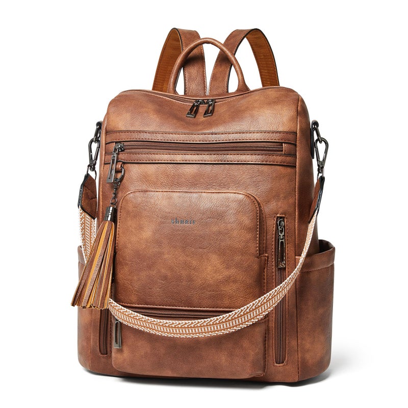 Shrrie Vegan Leather Laptop Backpack for Women 15.6 inch Work Backpack Fashion Travel Backpack Purse for Travel College Work - Image 1
