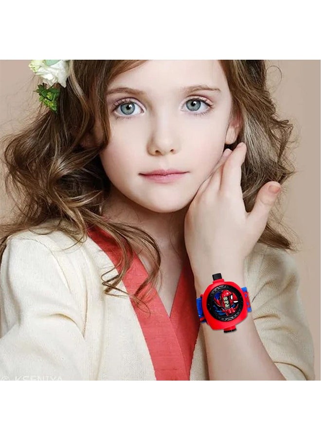 GROIC - Kids Watch with 24 Spiderman Projection Patterns Cartoons Kids Digital Wrist Watch Toys with Adjustable Strap Projector Watch - Image 1