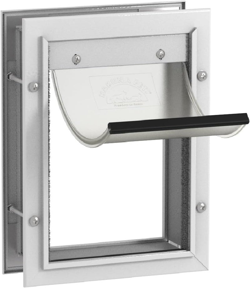 Hakuna Deluxe Aluminum Pet, Cat and Dog Door with 2-Way Locking Panel for Screens, Doors and Walls up to 2.8" Thick, Small, White - Image 1