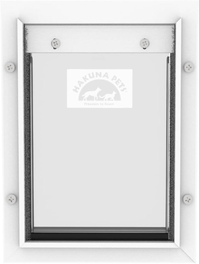 Hakuna Deluxe Aluminum Pet, Cat and Dog Door with 2-Way Locking Panel for Screens, Doors and Walls up to 2.8" Thick, Small, White - Image 2