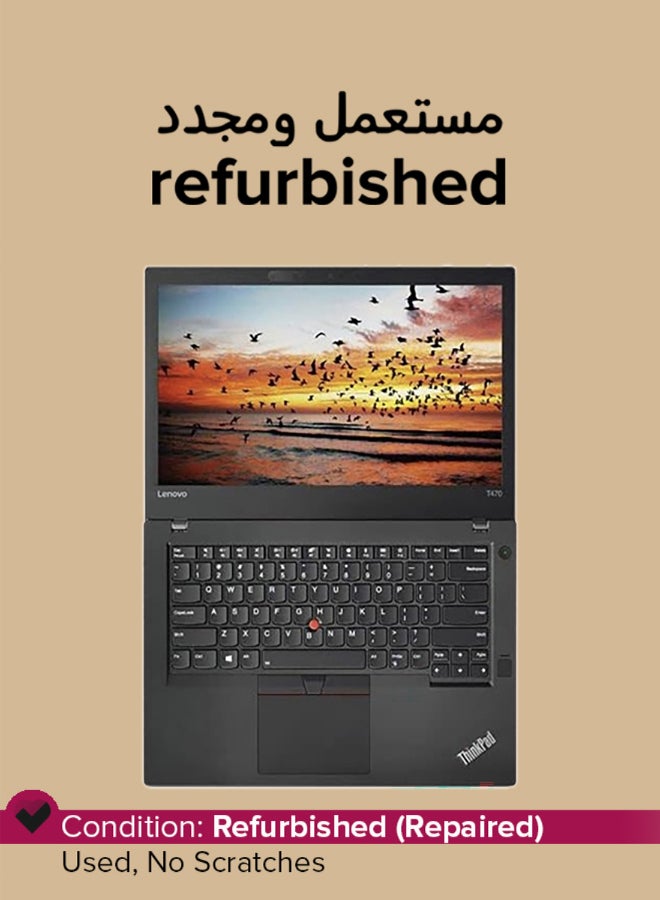لينوفو مجدد - لابتوب ثينك باد T470 بشاشة 14 بوصة بدقة Full HD، مع معالج إنتل كور i5/الجيل السادس/ذاكرة RAM سعة 8 جيجابايت/قرص SSD سعة 256 جيجابايت/رسوميات إنتل UHD/ويندوز 10 برو - Image 1