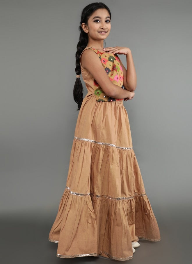 أيه كيه إس بيج ووردي مطرز لنجا تشولي للبنات - Image 5