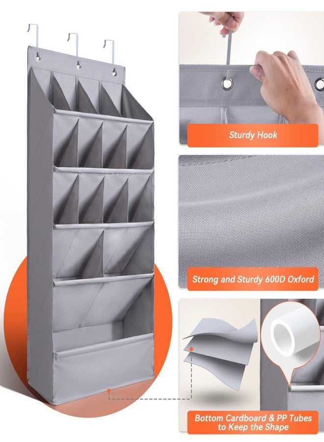 FENTEC 1 Pack Over-the-Door-Shoe-Organizers,Hanging Organizers with Large Pocket Shoe Holder Hanging Shoe Rack for Closet Shoe Organizer for Wall, Over Door Organizer with 15 Pockets Gray - Image 3