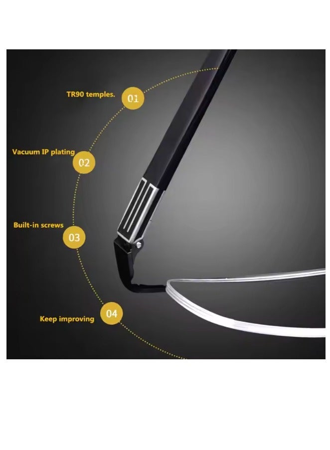 بوما للبصريات أليكس +2.5 - نظارات قراءة للرجال والنساء. نظارات طبية تصحيحية، وعدسات مانعة للضوء الأزرق لتخفيف إجهاد العين. للجنسين - إطار معدني نصفي.  متوفر بثلاثة ألوان: أسود، رمادي، أو أزرق. - Image 4