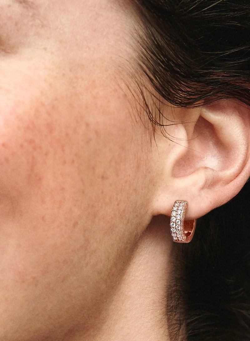PANDORA 14K Rose Gold-Plated Hoop Earrings With Clear Cubic Zirconia