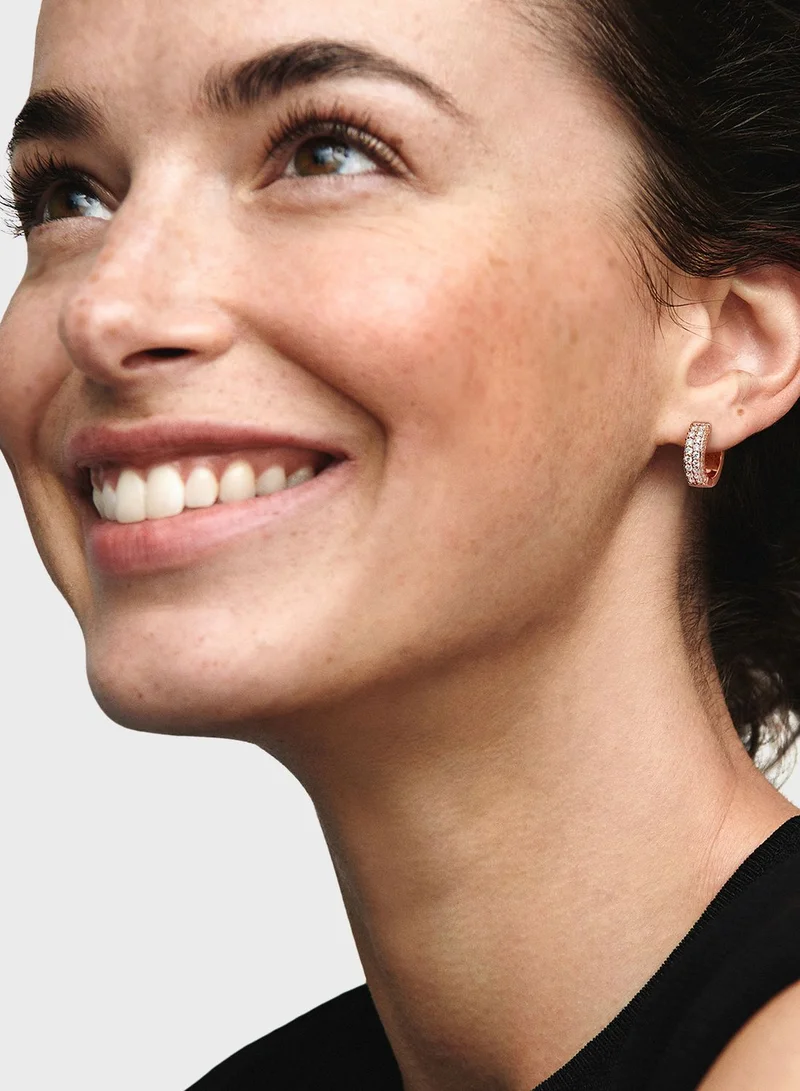 PANDORA 14K Rose Gold-Plated Hoop Earrings With Clear Cubic Zirconia