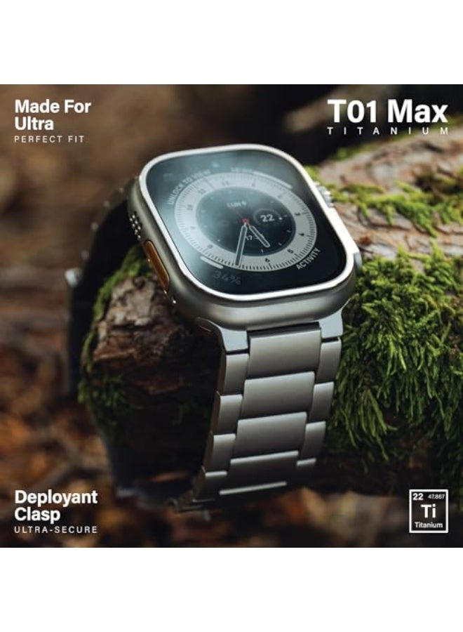 سوار ساعة تيتانيوم T01 (ماكس) - يناسب ساعات أبل ألترا وألترا 2 (49 مم) - سوار ساعة أبل تيتانيوم قابل للتعديل مع مشبك آمن - سوار فاخر بلون متناسق مع قبضة مريحة - Image 2
