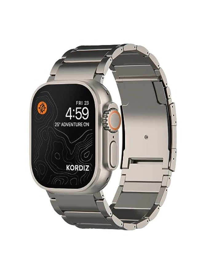سوار ساعة تيتانيوم T01 (ماكس) - يناسب ساعات أبل ألترا وألترا 2 (49 مم) - سوار ساعة أبل تيتانيوم قابل للتعديل مع مشبك آمن - سوار فاخر بلون متناسق مع قبضة مريحة - Image 1