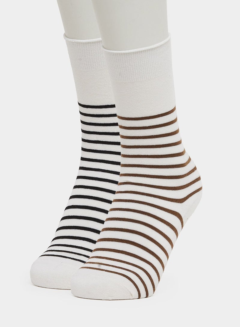 ستايلي طقم جوارب مخططة من قطعتين - Image 1