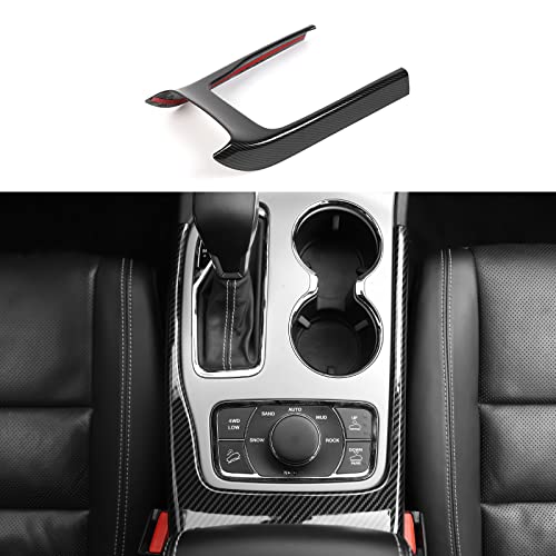 Jimen Compatible with Jeep Grand Cherokee 2014-2020, Gear Shift Overlay Cover Trim (Carbon Fiber) - Image 1