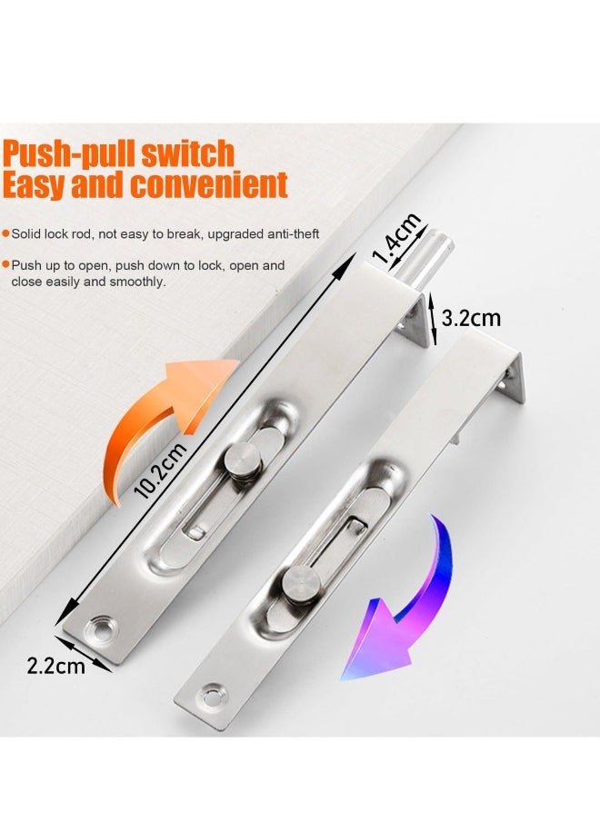 Generic Alvinlite Latches Bolts 4Inch Security Door Bolt Latch, Double Door Lever Action Flush Bolt Latch, French Door Slide Bolt Lock (2Pcs) 