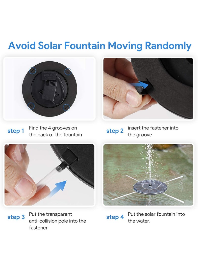 jaexest 1W Solar Fountain Pump - Floating Solar Powered Water Fountain with Nozzles for Bird Bath, Garden, Pond, Pool & Fish Tank, Eco-Friendly Outdoor Water Feature, Black - Image 4