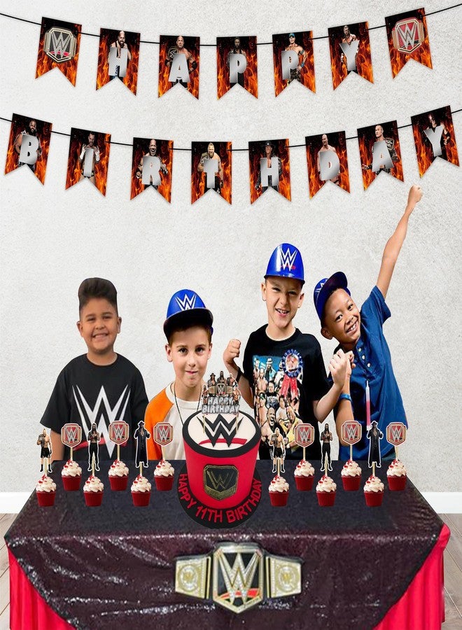سيال لافتة عيد ميلاد سعيد من WWE - زينة حفلات للكبار - لوازم حفلات عيد ميلاد متينة وقابلة لإعادة الاستخدام - ديكور مثالي لأعياد ميلاد الأولاد والبنات والرجال والنساء - لافتة احتفال داخلية وخارجية - Image 4