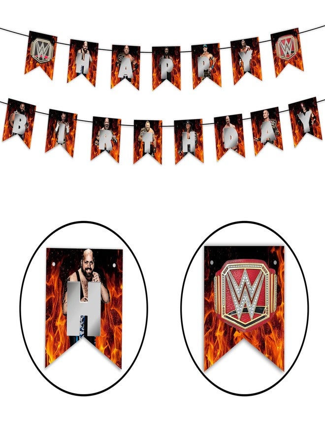 سيال لافتة عيد ميلاد سعيد من WWE - زينة حفلات للكبار - لوازم حفلات عيد ميلاد متينة وقابلة لإعادة الاستخدام - ديكور مثالي لأعياد ميلاد الأولاد والبنات والرجال والنساء - لافتة احتفال داخلية وخارجية - Image 2