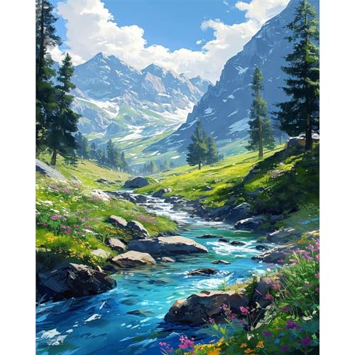 HITO Mountain Paint by Number for AdultsLandscape Paint by Numbers for Adults Beginner Mountains Paint by Numbers for Gift Home Wall Decor Mountain 16x20 inch - Image 1