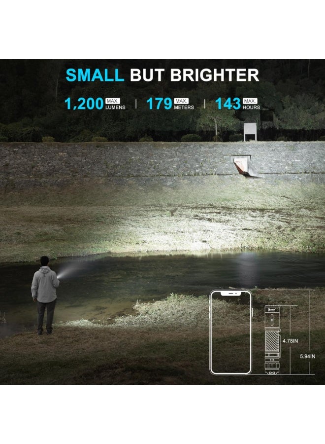 WUBEN C3 Torch Light 1200 Lumen led Rechargeable Flashlights 6 Modes Powerful Torch Super Bright, IP68 Water Resistant, Best for Camping, Outdoor, Emergency, Everyday Carry, Tool Gifts for Men (Khaki) - Image 3