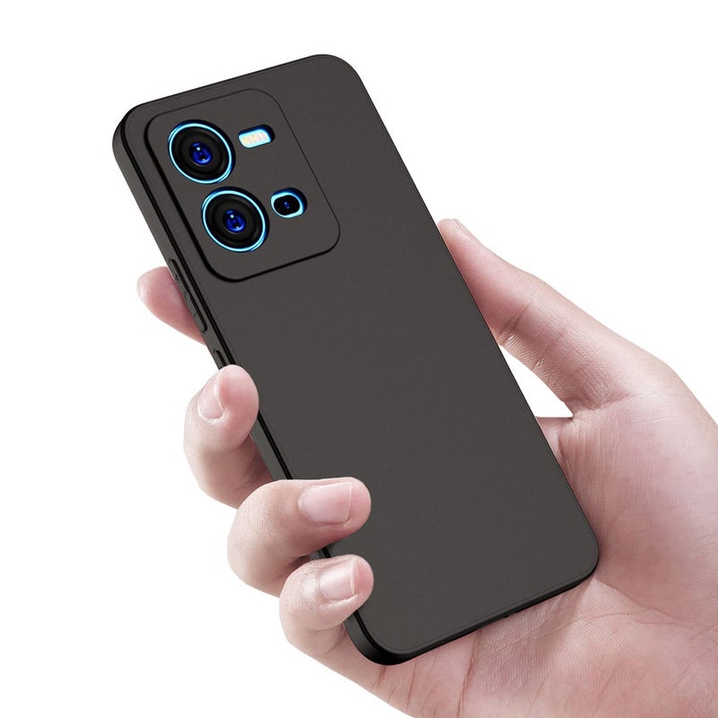 Back Cover Case Compatible with Vivo V25 / Vivo V25E Soft Silicone Gel Rubber Shockproof Matte Finish Inner Cloth Lining with Camera Protection (Black) - Image 4
