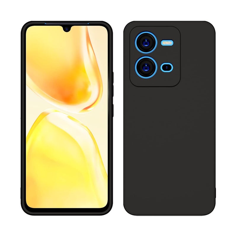 Back Cover Case Compatible with Vivo V25 / Vivo V25E Soft Silicone Gel Rubber Shockproof Matte Finish Inner Cloth Lining with Camera Protection (Black) - Image 5