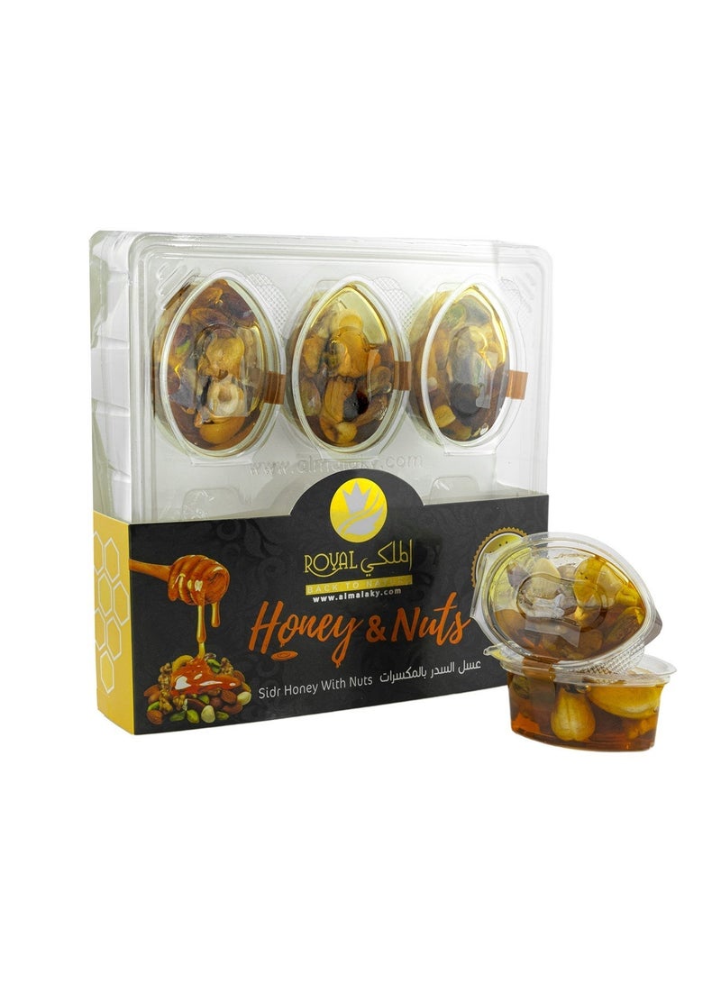 Al Malaky Royal Natural Sidr Honey With Fresh Nuts And Spoon - 6 Pieces - Image 1