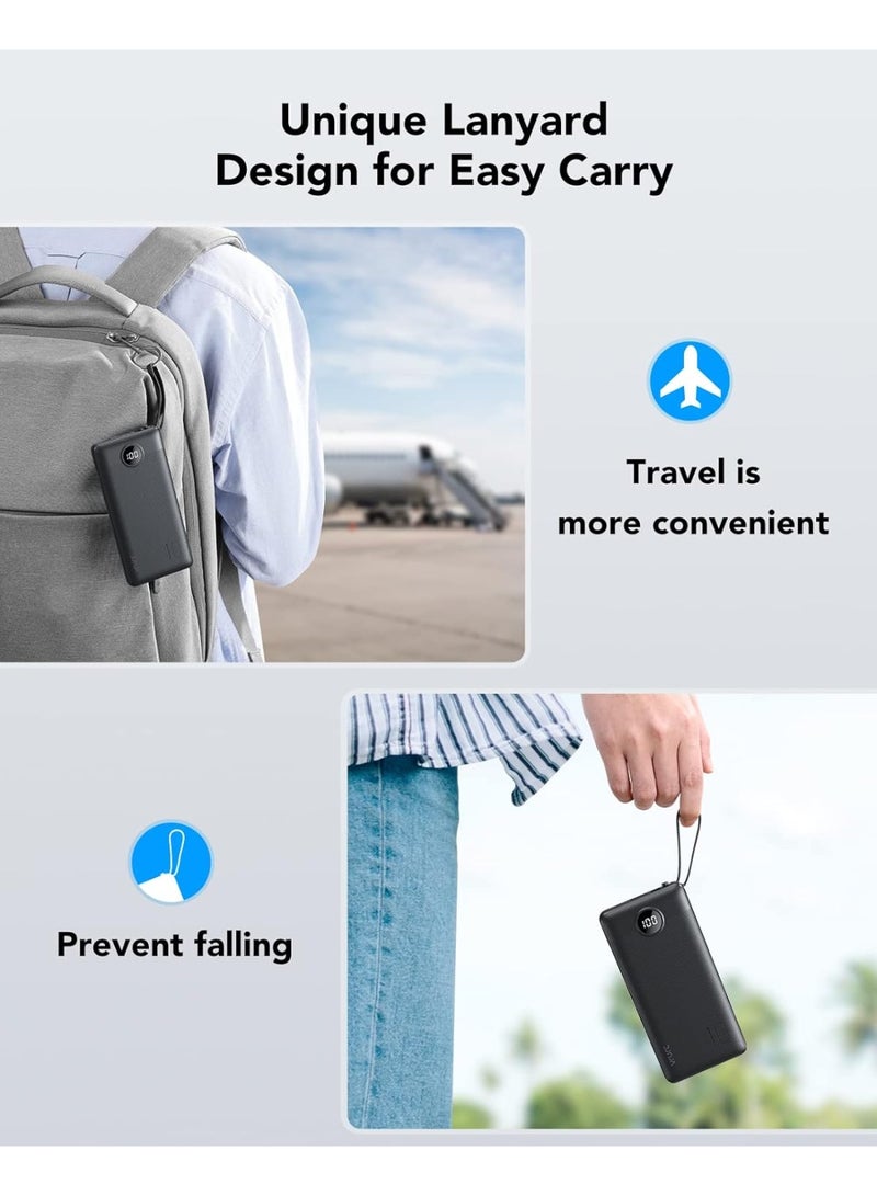 VRURC Power Bank 10000mAh with Built in Cables,VRURC USB C slim Portable Charger 5 Output & 2 Input LED Display External Battery Pack Chargers Compatible with iPhone,Samsung Cell Phones - Image 4