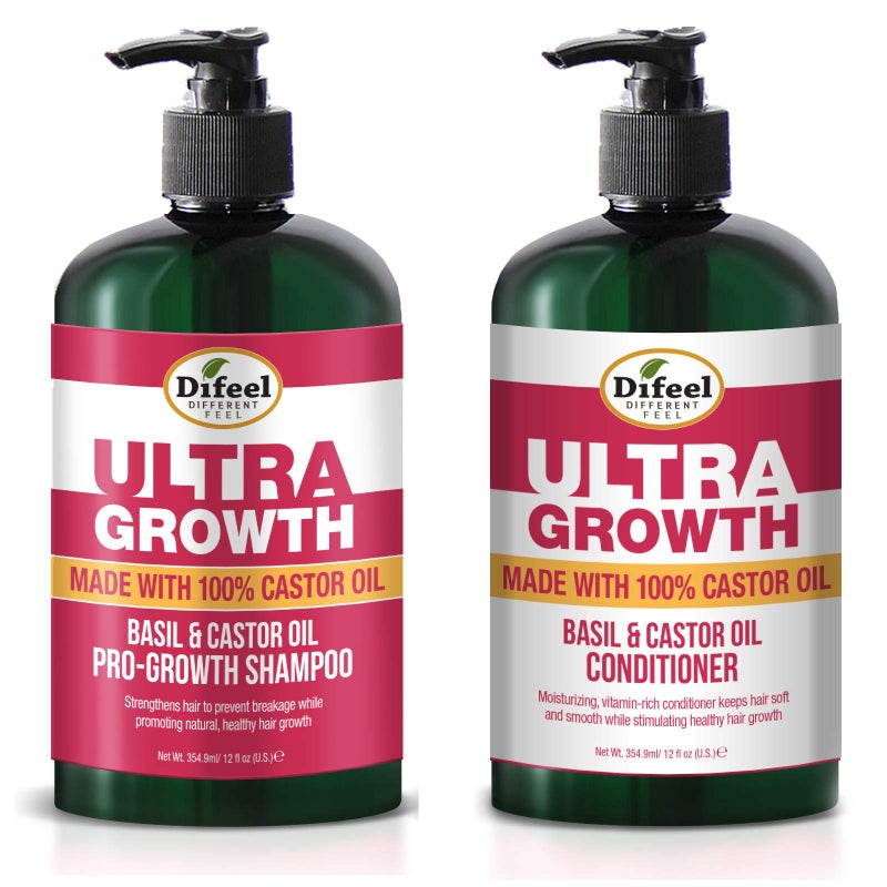Difeel Ultra Growth Shampoo and Conditioner Set Includes 12 oz Each of Shampoo and Conditioner Promotes Growth Ideal for Thinning Hair Basil Scent 2 Count