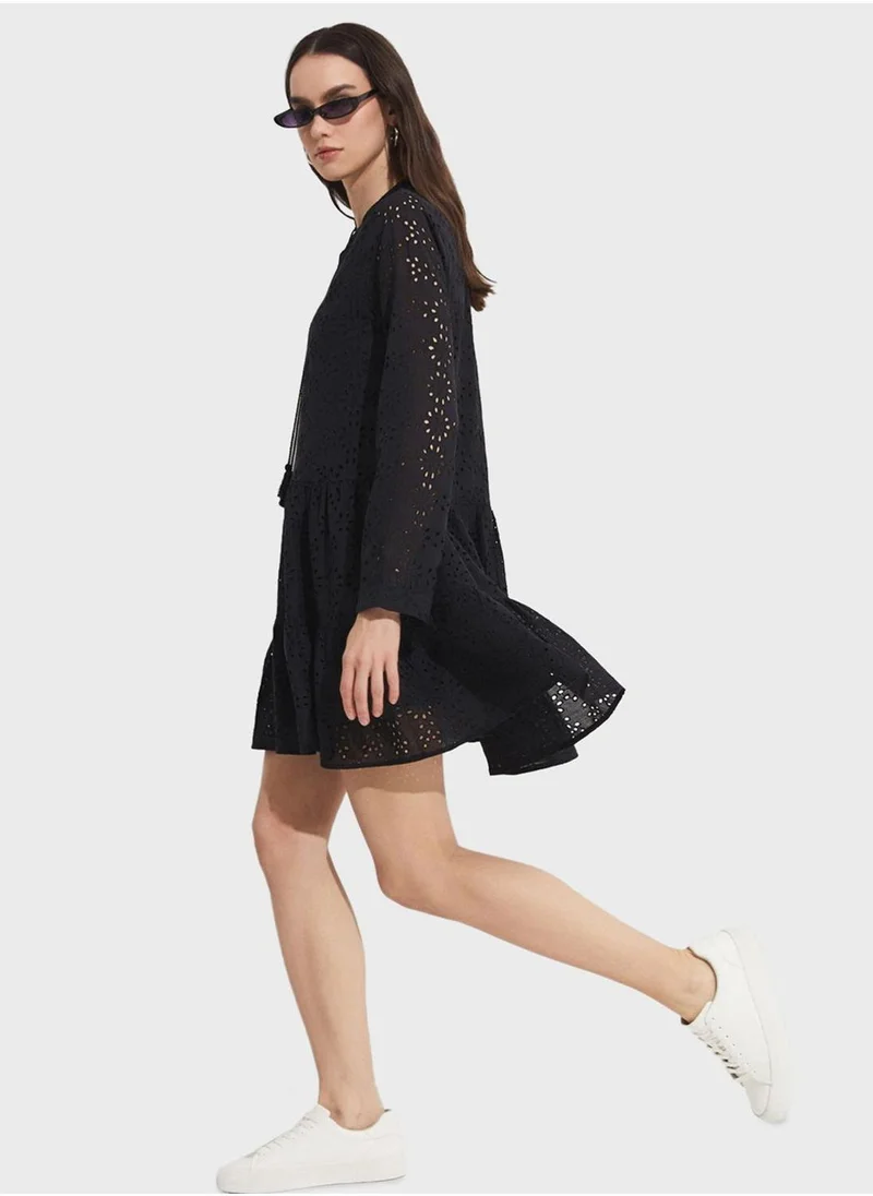 JUNE Eyelet Tiered Dress