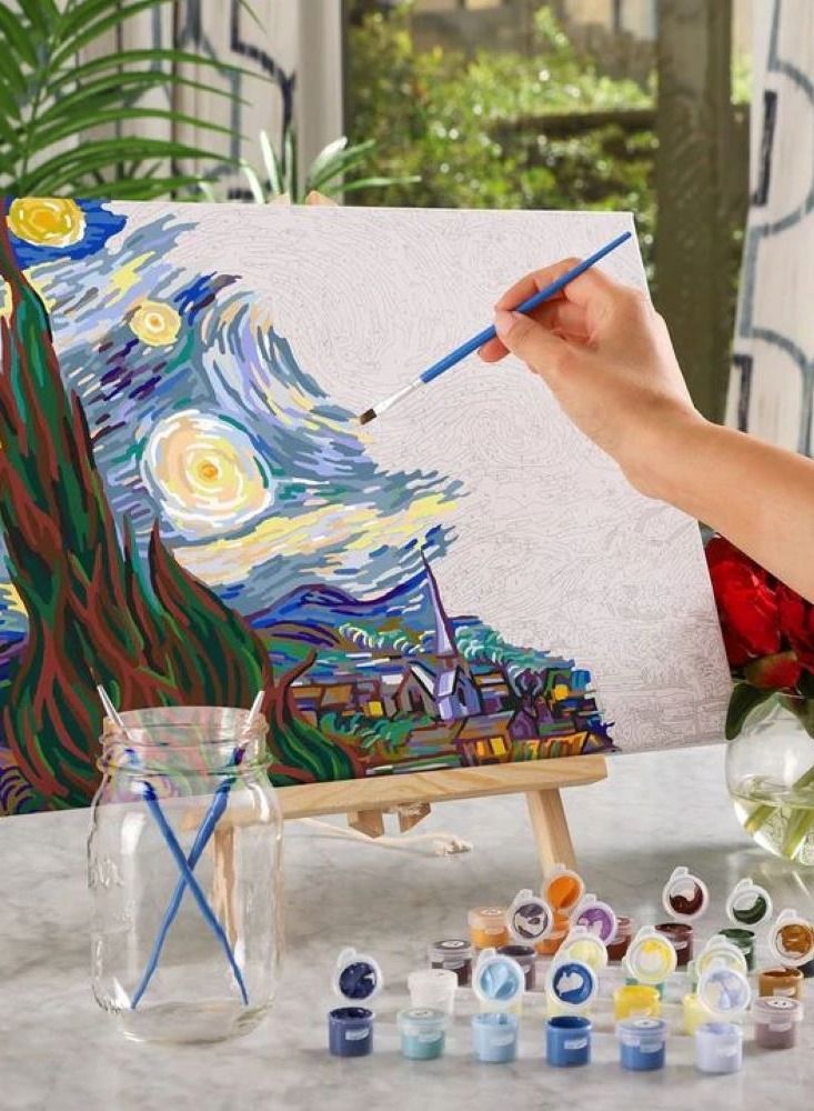 STRATEG Picture hanging tool kit with Ready canvas Hand Made Wall Art for Living Room Large size Floral Modern Abstract Artwork Wall Décor for Bedroom Office House Decorations - Image 4