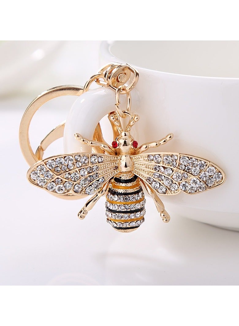 Alloy Diamond Drip Oil Bee Car Keychain - Image 1