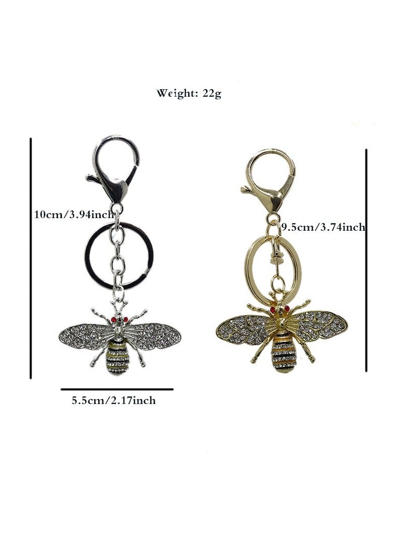 Alloy Diamond Drip Oil Bee Car Keychain - Image 2