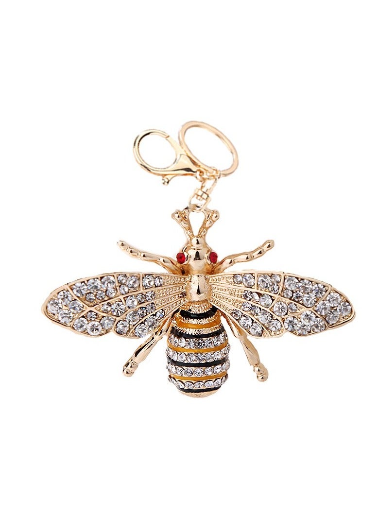 Alloy Diamond Drip Oil Bee Car Keychain - Image 3
