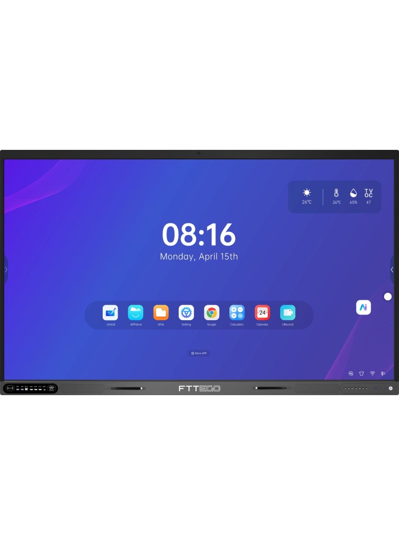 FTTEGO FTT EGO RK3588 86" 4K UHD Interactive Flat Panel Display with AI Camera, Android 15, 16GB RAM, Smart Touch Screen for Education and - Image 1
