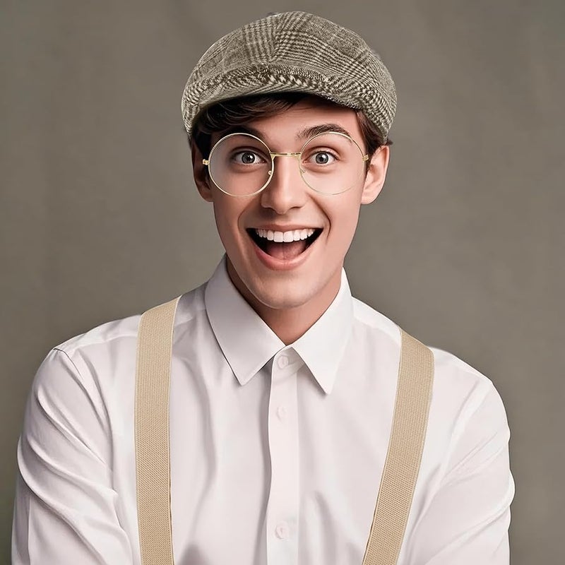 baotongle 3pcs Old Man Costume 100 Day of Grandpa Costume for 1920s Old Man  Costume Brown - Image 3