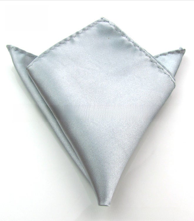 Mens Solid Formal Pocket Square Wedding Suit Handkerchief Silver 
