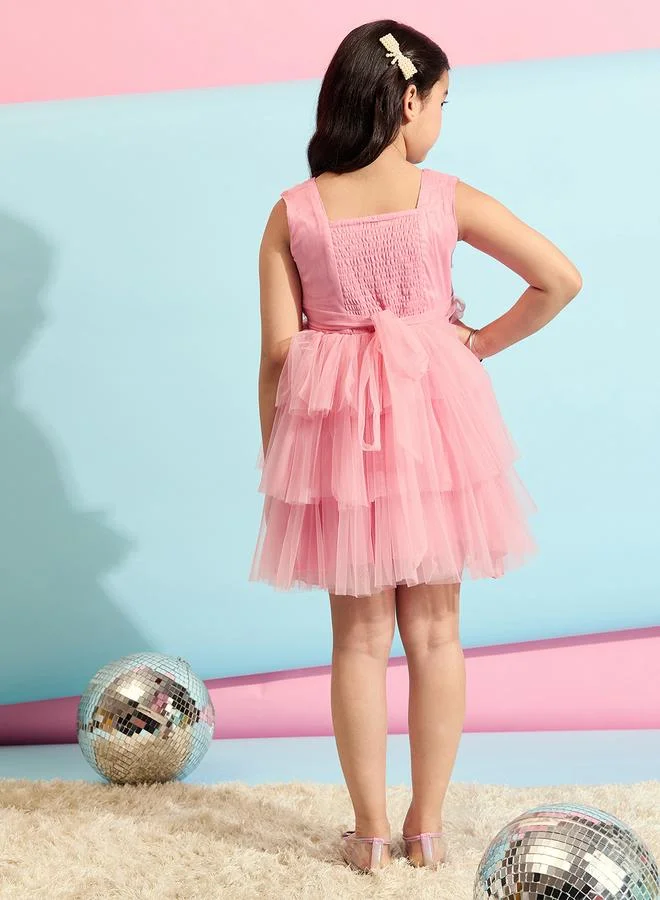 Stylo Bug Stylo Bug Flower Applique Mesh Insert Dress