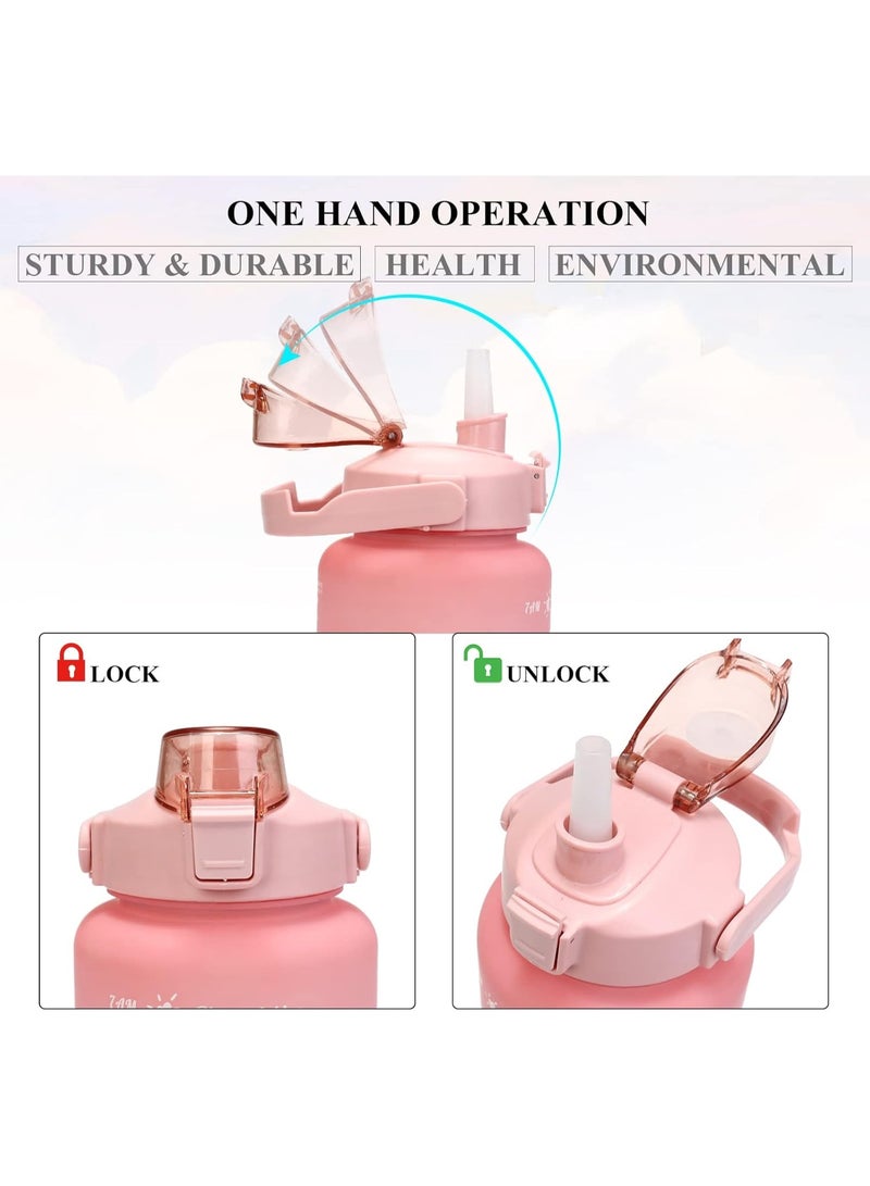 مجموعة زجاجات مياه رياضية من 3 قطع باحجام مختلفة، 3 عبوات (2 لتر + 900 مل + 300 مل)، مانعة للتسرب، خالية من BPA، زجاجة رياضية بلاستيكية محمولة للتخييم والدراجة والمدرسة، مكس - Image 3