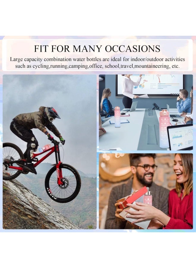 مجموعة زجاجات مياه رياضية من 3 قطع باحجام مختلفة، 3 عبوات (2 لتر + 900 مل + 300 مل)، مانعة للتسرب، خالية من BPA، زجاجة رياضية بلاستيكية محمولة للتخييم والدراجة والمدرسة، مكس - Image 4