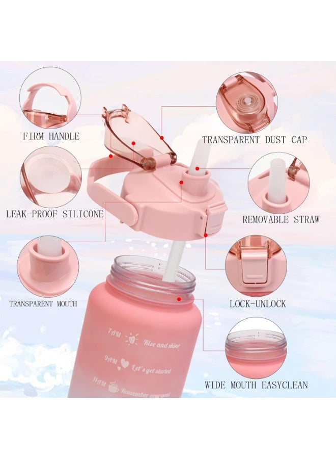 مجموعة زجاجات مياه رياضية من 3 قطع باحجام مختلفة، 3 عبوات (2 لتر + 900 مل + 300 مل)، مانعة للتسرب، خالية من BPA، زجاجة رياضية بلاستيكية محمولة للتخييم والدراجة والمدرسة، مكس - Image 5