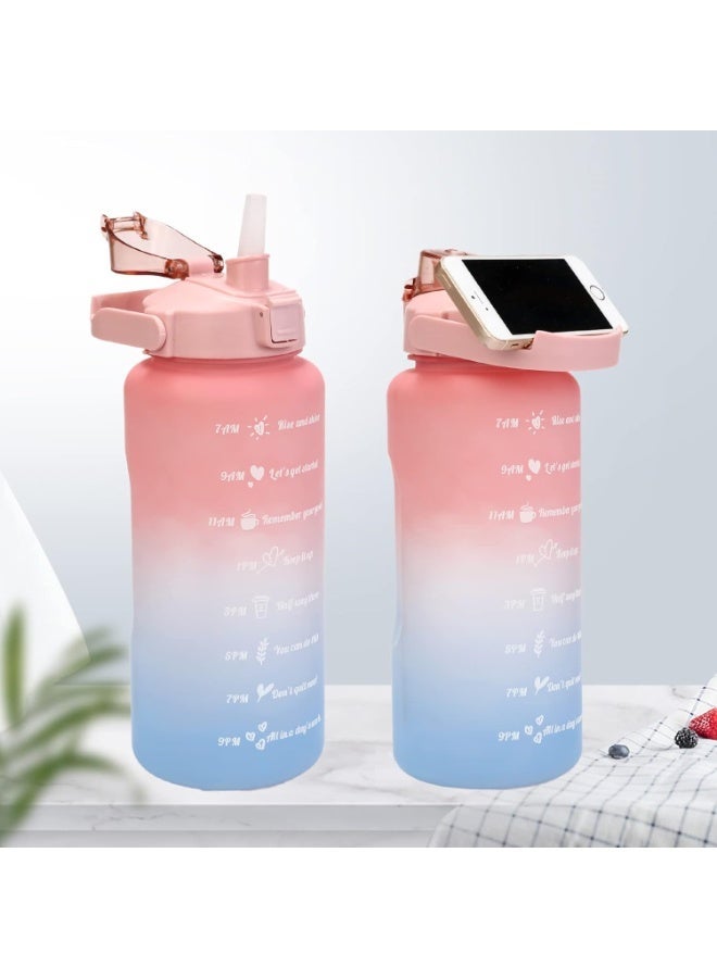 مجموعة زجاجات مياه رياضية من 3 قطع باحجام مختلفة، 3 عبوات (2 لتر + 900 مل + 300 مل)، مانعة للتسرب، خالية من BPA، زجاجة رياضية بلاستيكية محمولة للتخييم والدراجة والمدرسة، مكس - Image 2