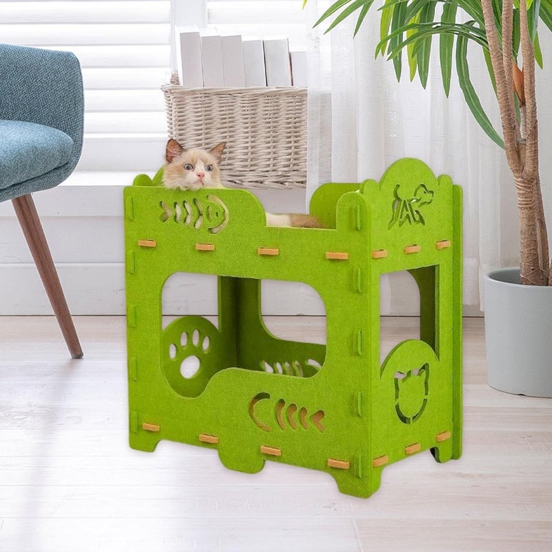 Felt Cat Bed to Assembly Household Outside Furniture Protection Pet Supplies Lounge Bed Kitten House for Resting, 52cmx29cmx53cm - Image 2