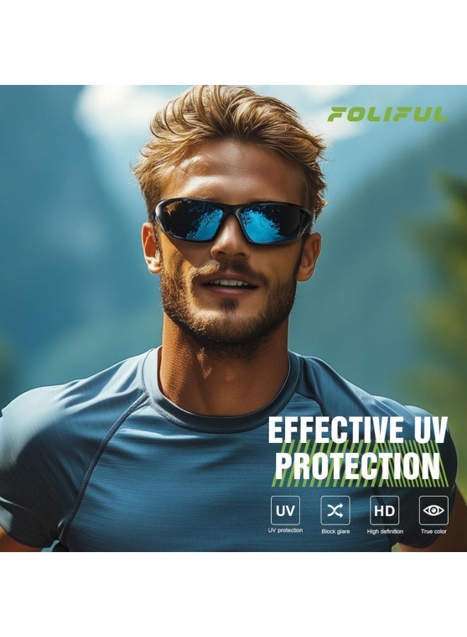 3 Pack Polarized Sports Sunglasses for Men, Wrap Around UV400 Protection for Cycling Fishing Driving - Image 3