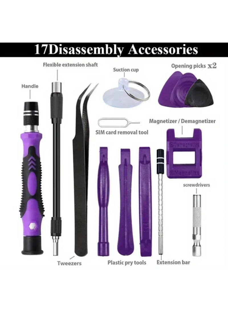 115 in 1 Precision Screwdriver Set Professional Magnetic Repair Tool Kit for Phone Computer Watch Laptop Xbox Macbook Game Console Eyeglass Electronic purple - Image 3