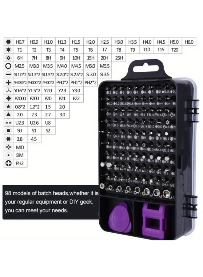 115 in 1 Precision Screwdriver Set Professional Magnetic Repair Tool Kit for Phone Computer Watch Laptop Xbox Macbook Game Console Eyeglass Electronic purple - Image 4