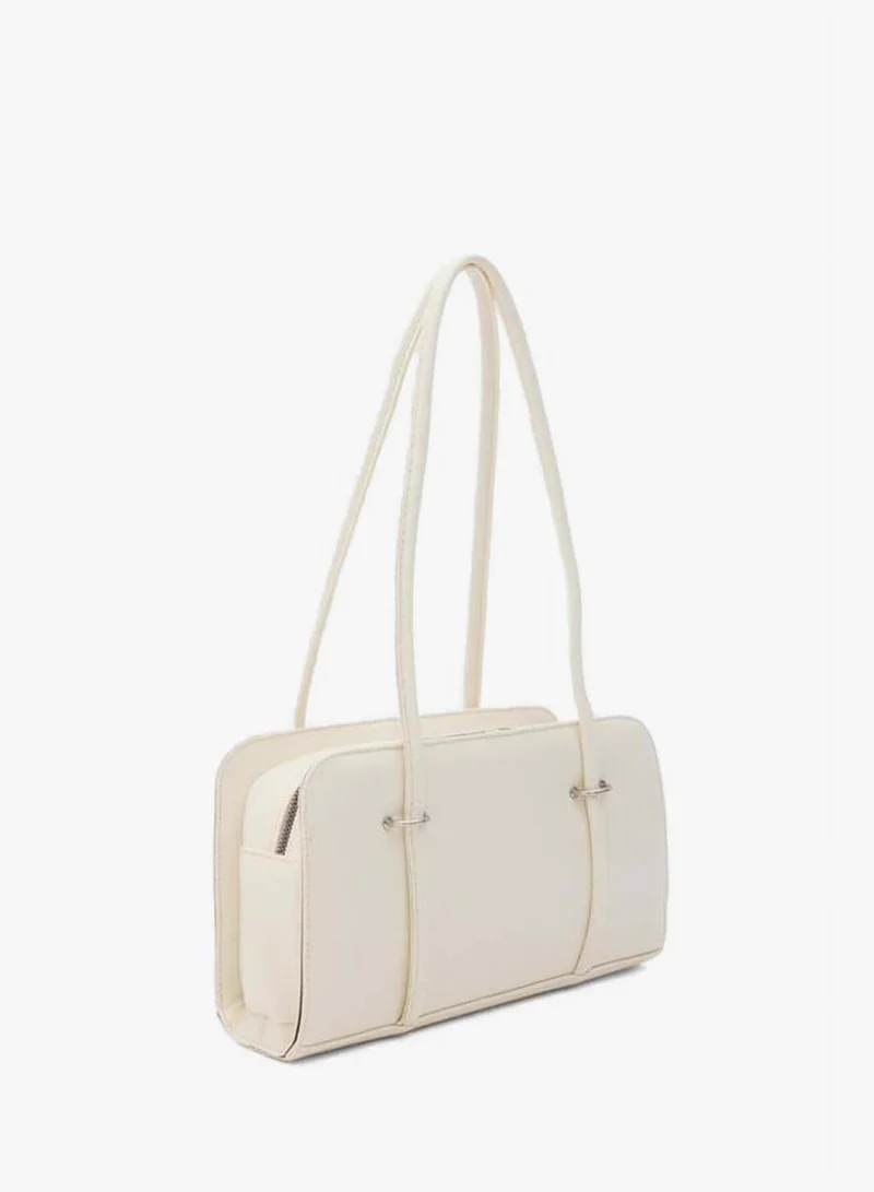 Shule Bags  Hansel Metal Detailed Baton Bag Cream. for Women | Best Price UAE