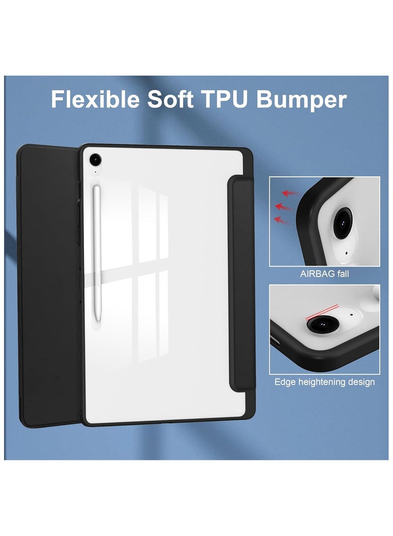 VKL Translucent Case Compatible with Samsung Galaxy Tab S10 FE Plus 13.1 Inch (2025) with Transparent Back Cover and Folding Stand Cover with Pen Holder, Automatic Sleep/wake-up (Black) - Image 5