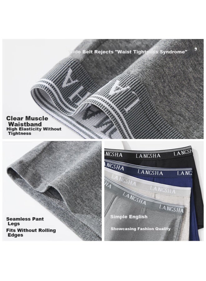LANG SHA Langsha Men's Underwear, Pure Cotton, 10a Antibacterial, With Mulberry Silk Gusset, Boxer Briefs, Men's Shorts, 4 Pairs, Size L - Image 4