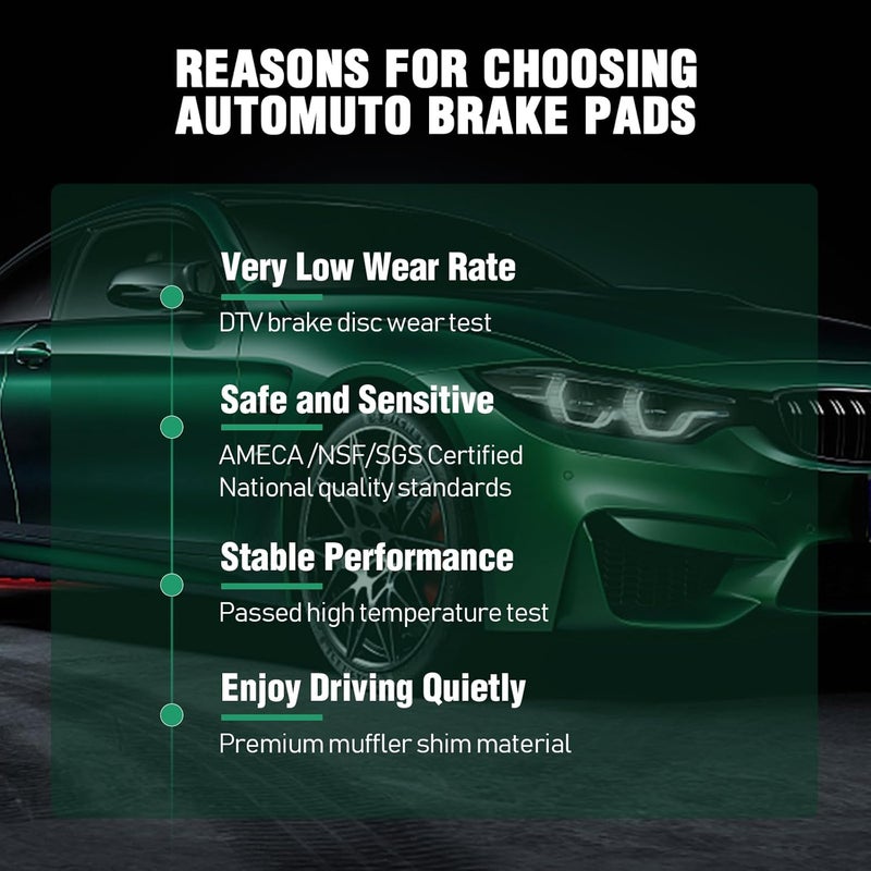 AUTOMUTO Ceramic Disc Brake Pads Kit - 8pcs Set for Chrysler Aspen, Dodge Durango, and Dodge Ram 1500 - Image 5