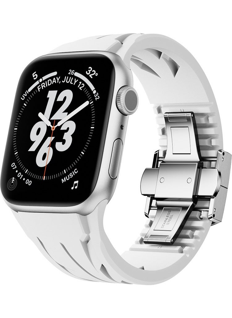 ZORE - Apple Watch 42MM KRD-127 Metal Buckle Silicone Strap-White - Image 1