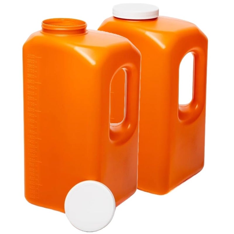 Vakly 24-Hour Urine Collection Bottles with Easy-Grip Handle - Large Graduated Container for Overnight Collection with Wide Opening and Screw On Cover (2) - Image 1