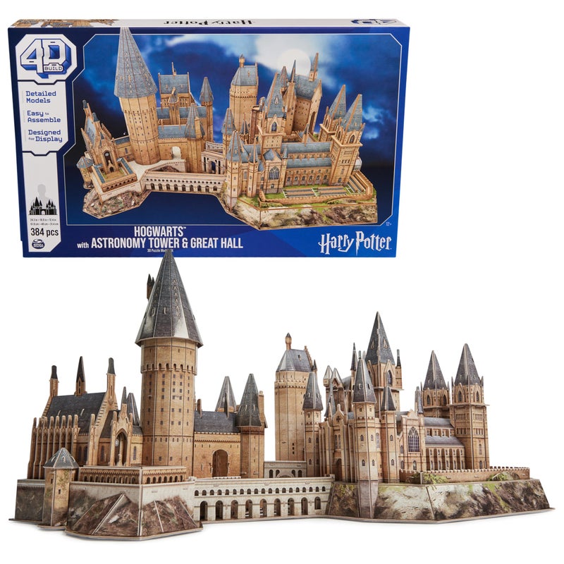 4D Build, Harry Potter Deluxe Hogwarts Castle with Astronomy Tower & Great Hall Over 2ft. Wide Model Kit 384 Pcs | 3D Puzzles for Adults & Teens 12+ - Image 1